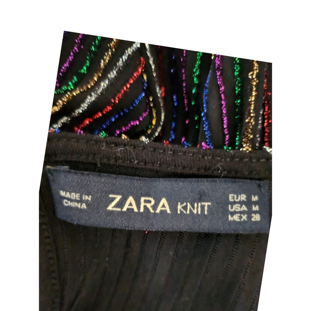 ZARA KNIT MULTI-COLORED METALLIC THREADS DESIGNER DRESS SIZE M - Picture 4 of 4